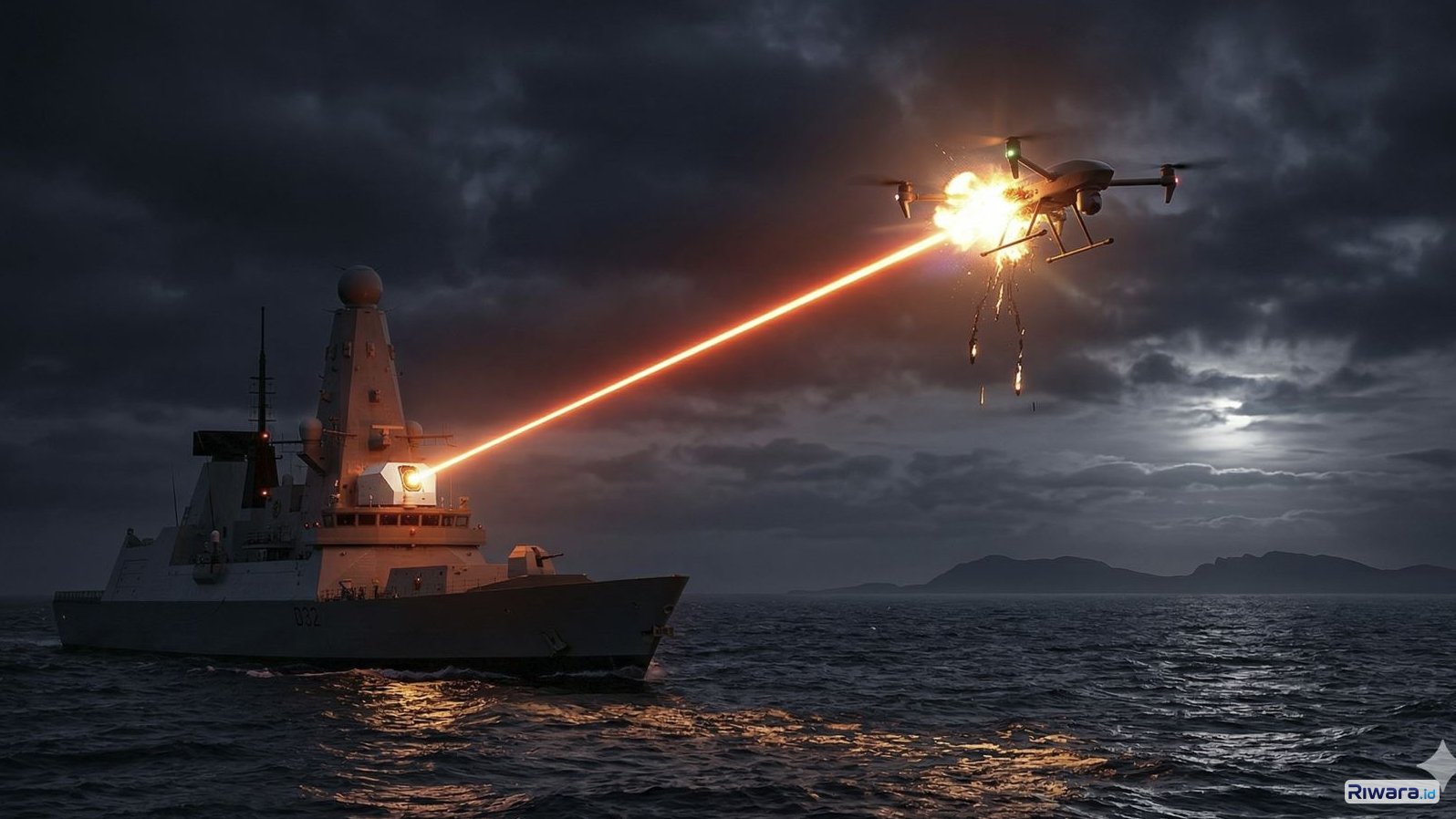 Ilustrasi senjata laser Dragonfire dibuat dengan bantuan AI